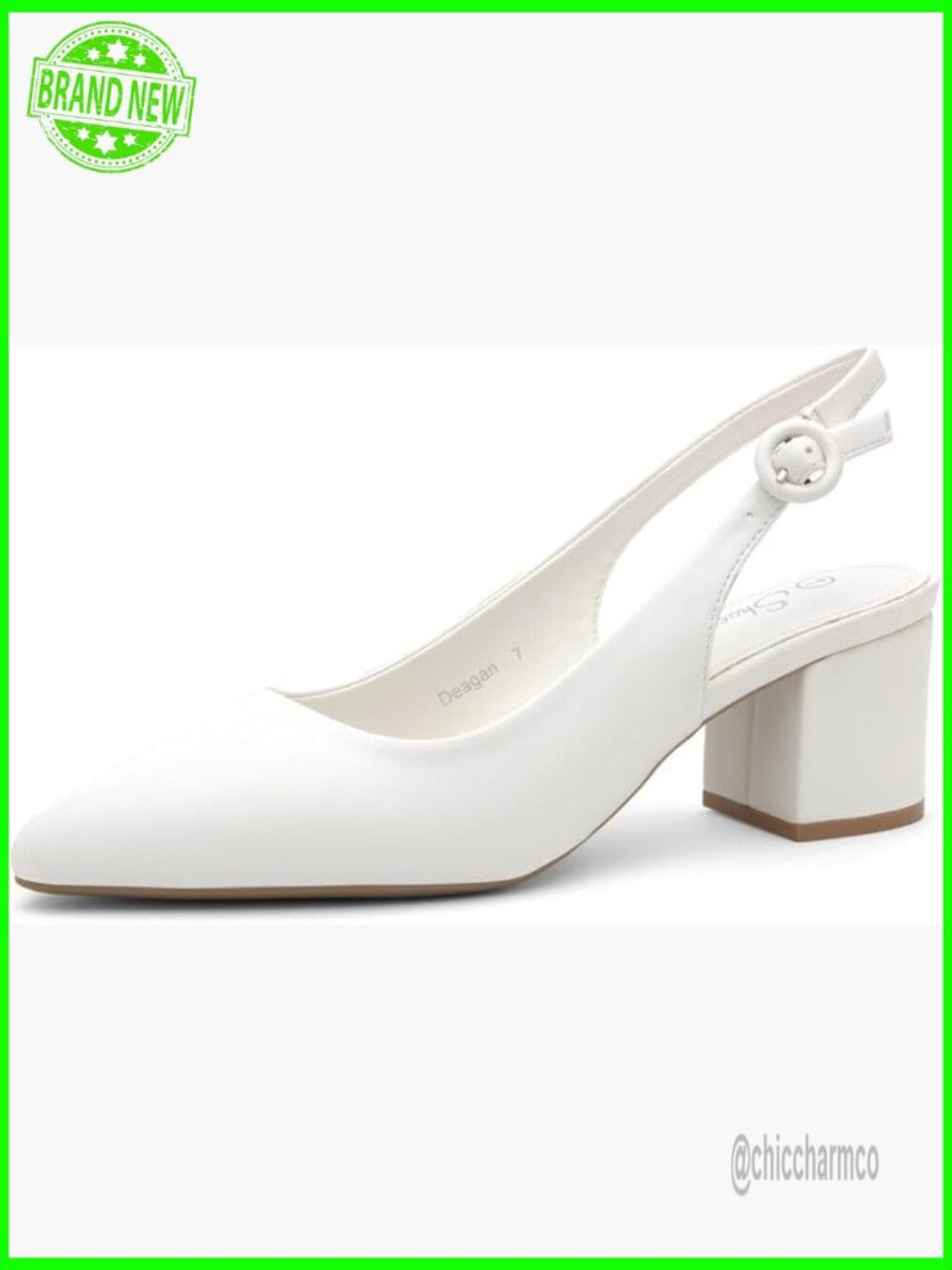 Pointed Toe Slingback Block Heel Pumps – 2.25 Inch Chunky Heel Dress Shoes